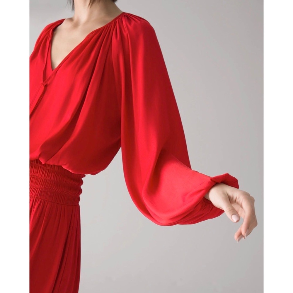 WHBM Drop Waist Blouson Dress Red~ Large - Picture 6 of 12